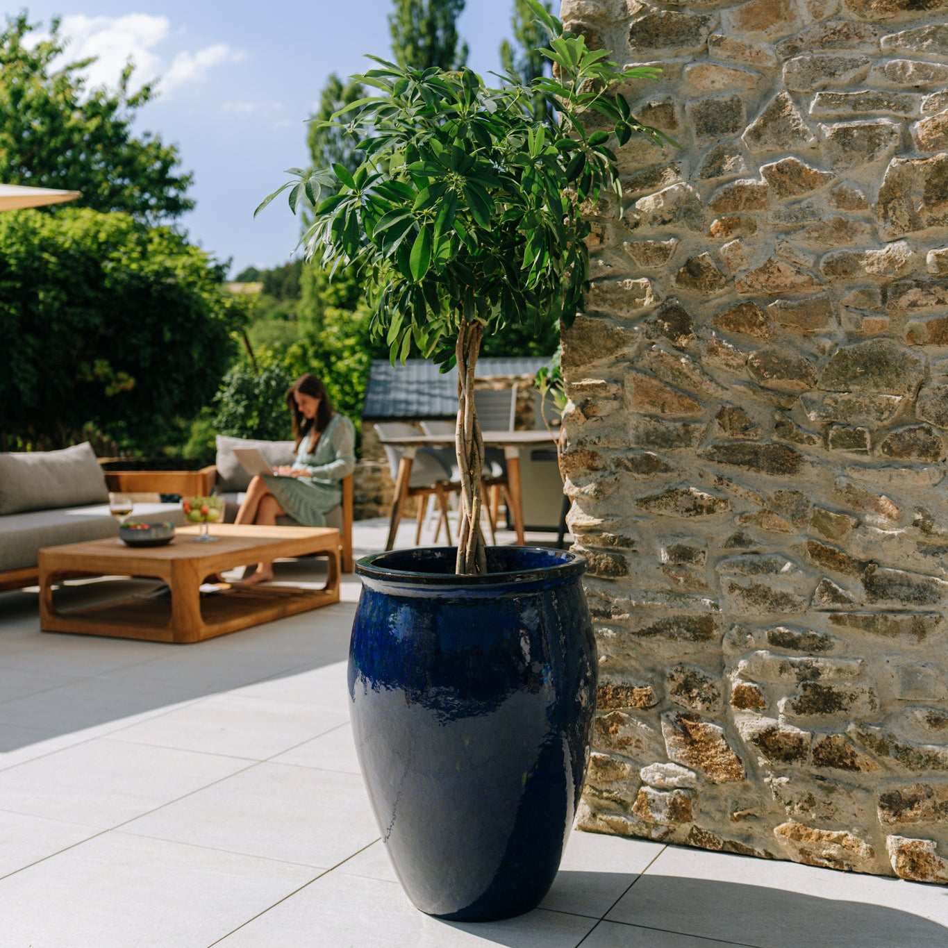 Keramický květináč BACCHUS - Mořsky modrá