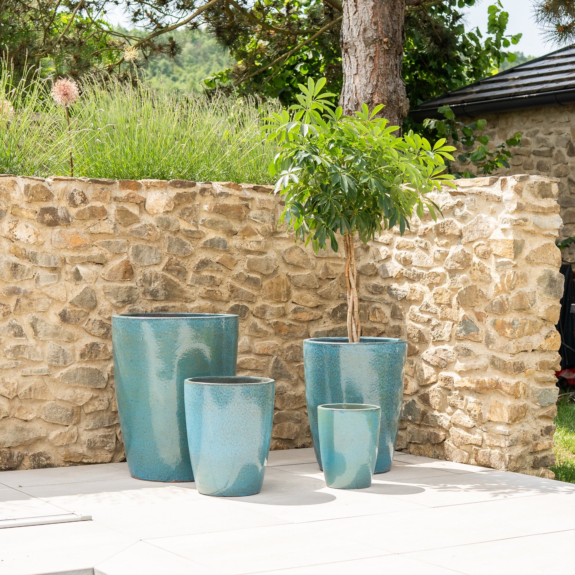 Keramicky květináč Mazarin - Ocelově modrá