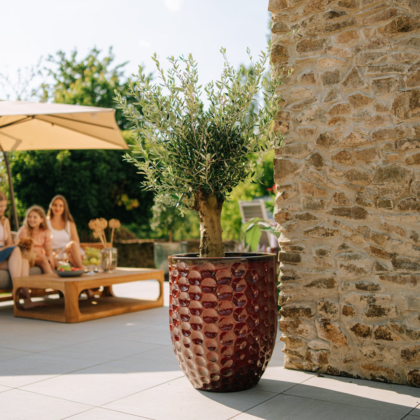 Keramický květináč MEROVEE - Cihlově červená