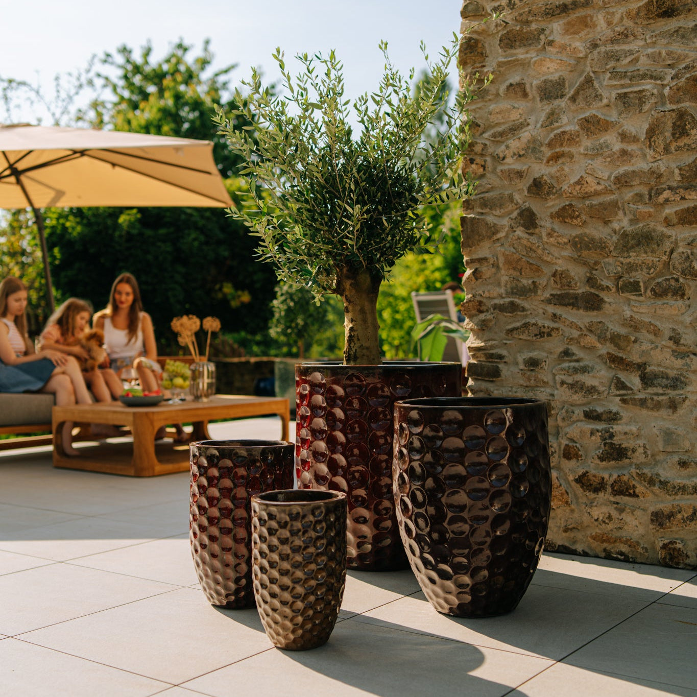 Keramický květináč MEROVEE - Cihlově červená