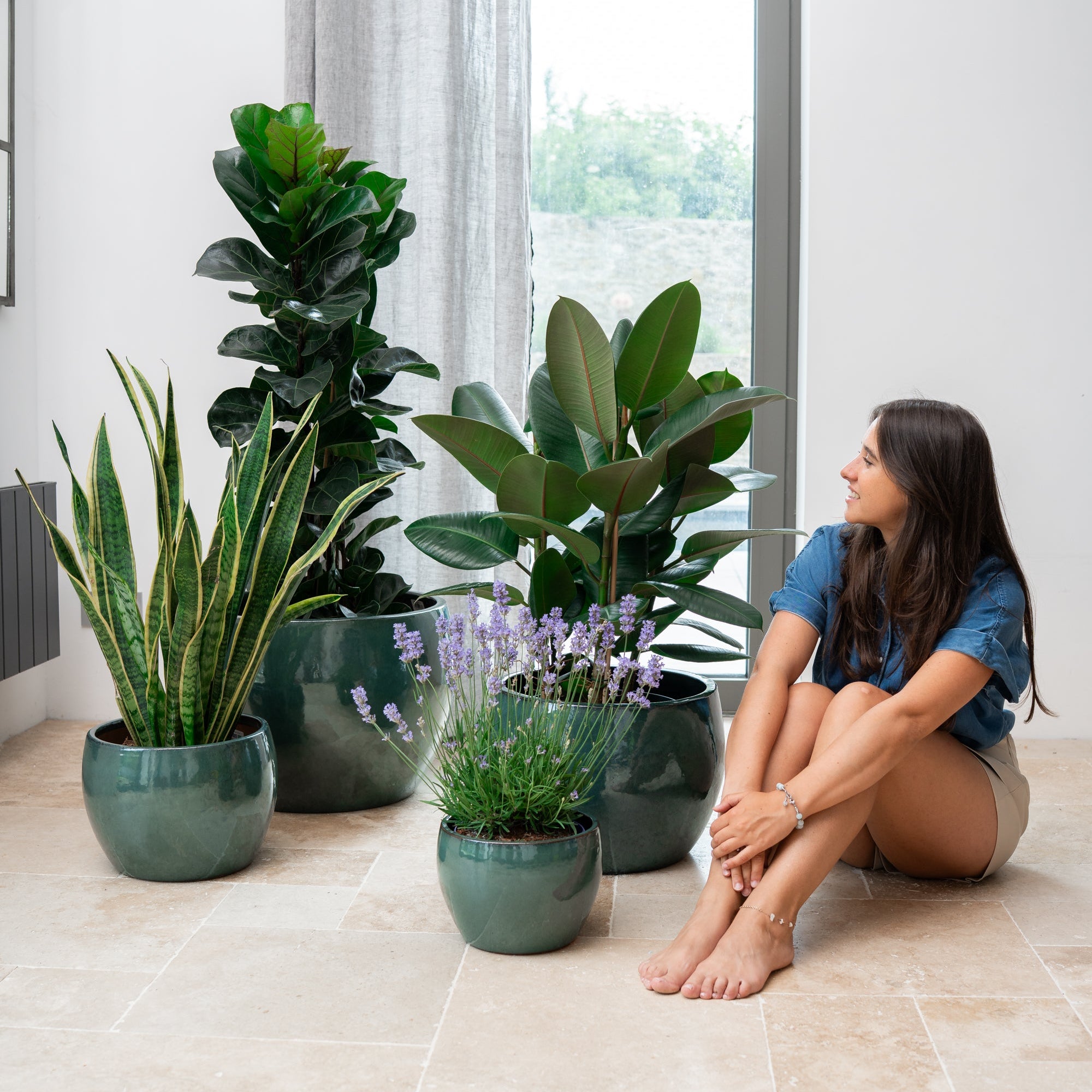 Provencelia květináč ROMULUS nefritová – glazovaná terakota, styl Anduze