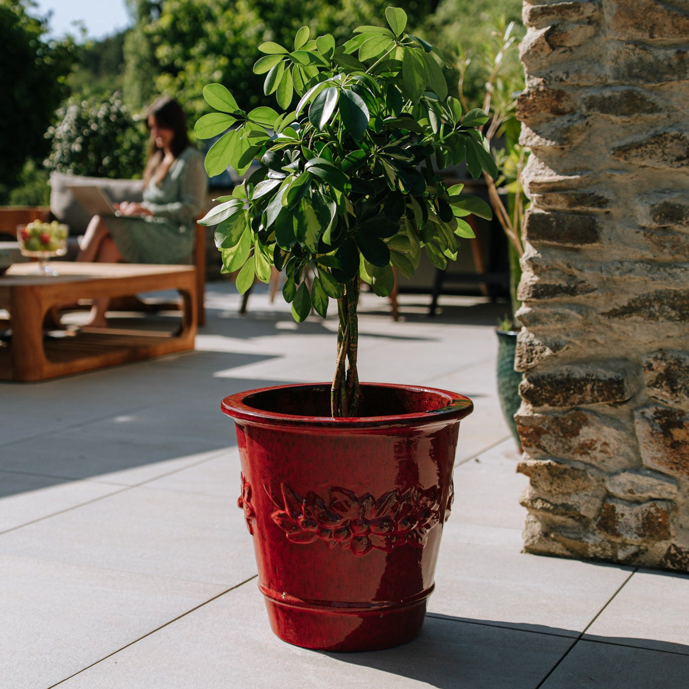 Keramický květináč ROUSSEAU - Tropická červená