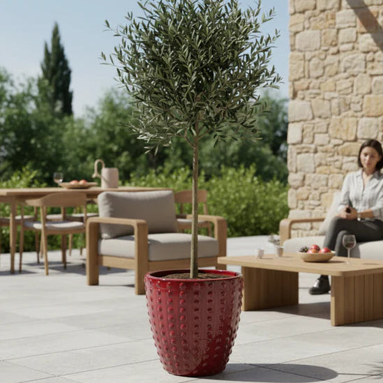 Keramický květináč Attila Císařsky červený – ručně vyráběný glazurovaný květináč z terakoty