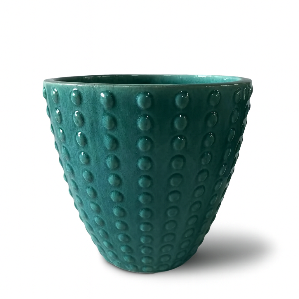 Keramický květináč Attila Tyrkysový – ručně vyráběný glazurovaný květináč z terakoty