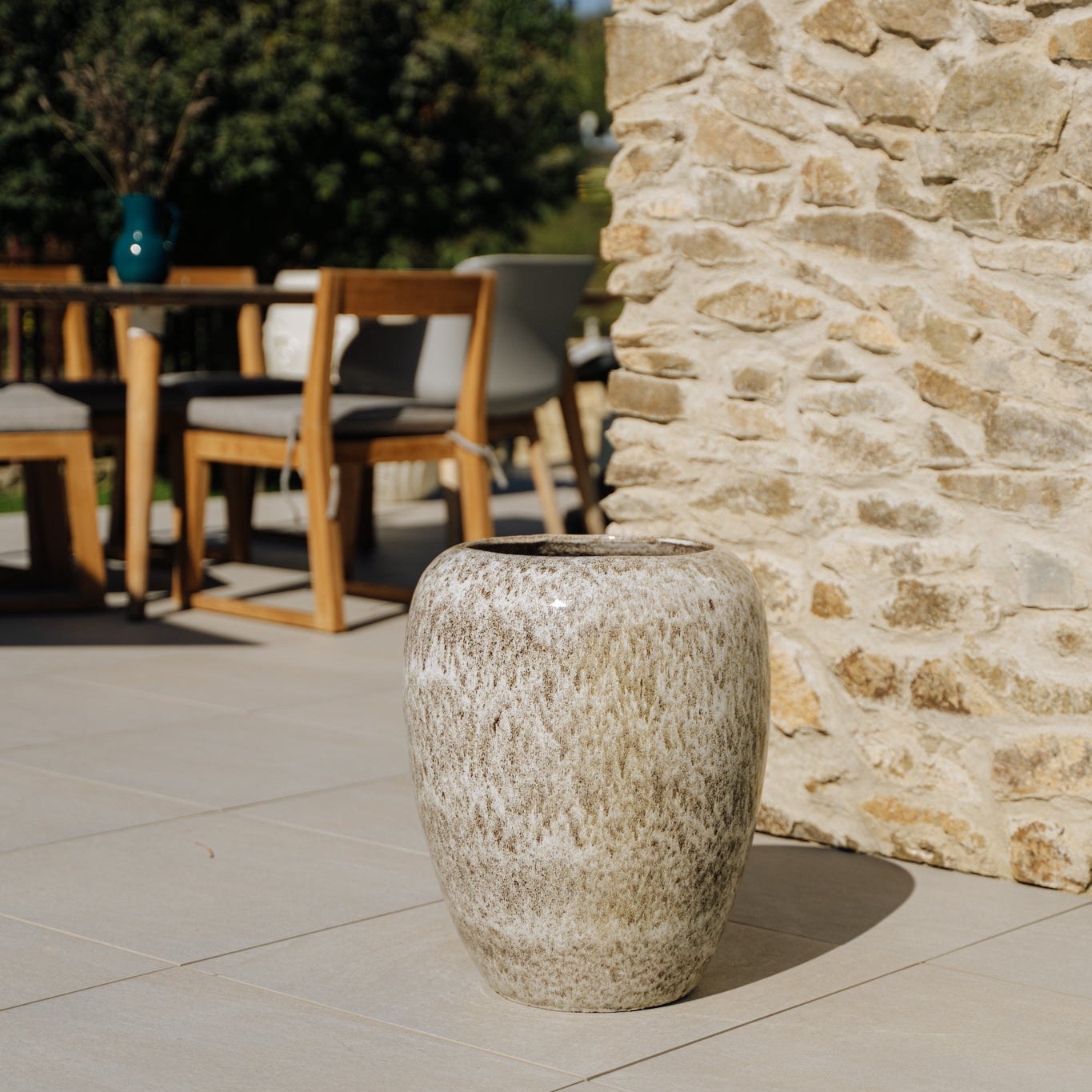 Keramický květináč Galiee - Tygrovaná bílá - Provencelia.cz