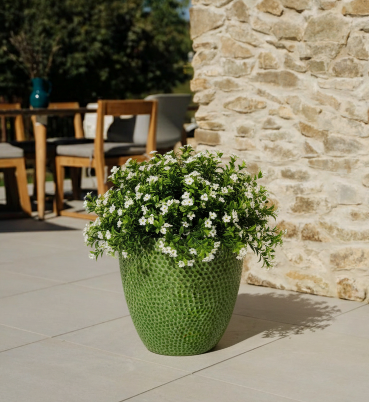 Keramický květináč Cigaline Jablečně zelený – ručně vyráběný glazovaný květináč z terakoty