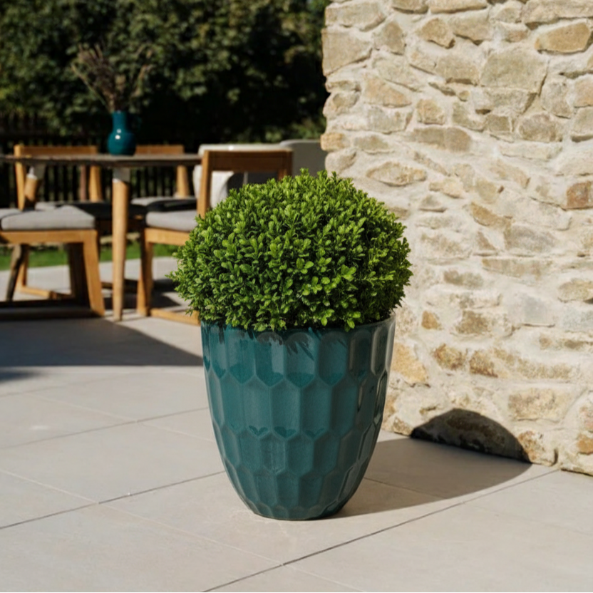 Keramický květináč Daudet Petrolejově modrý – ručně vyráběný glazovaný květináč z terakoty