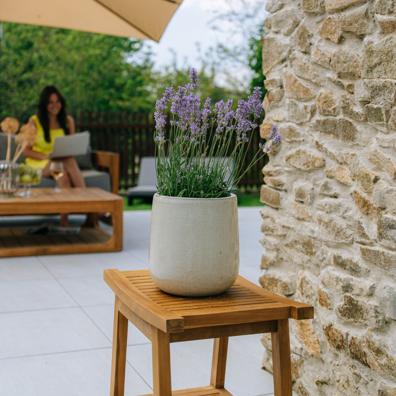 DIANE keramický květináč krémová – odolný vůči počasí, pro interiér i exteriér