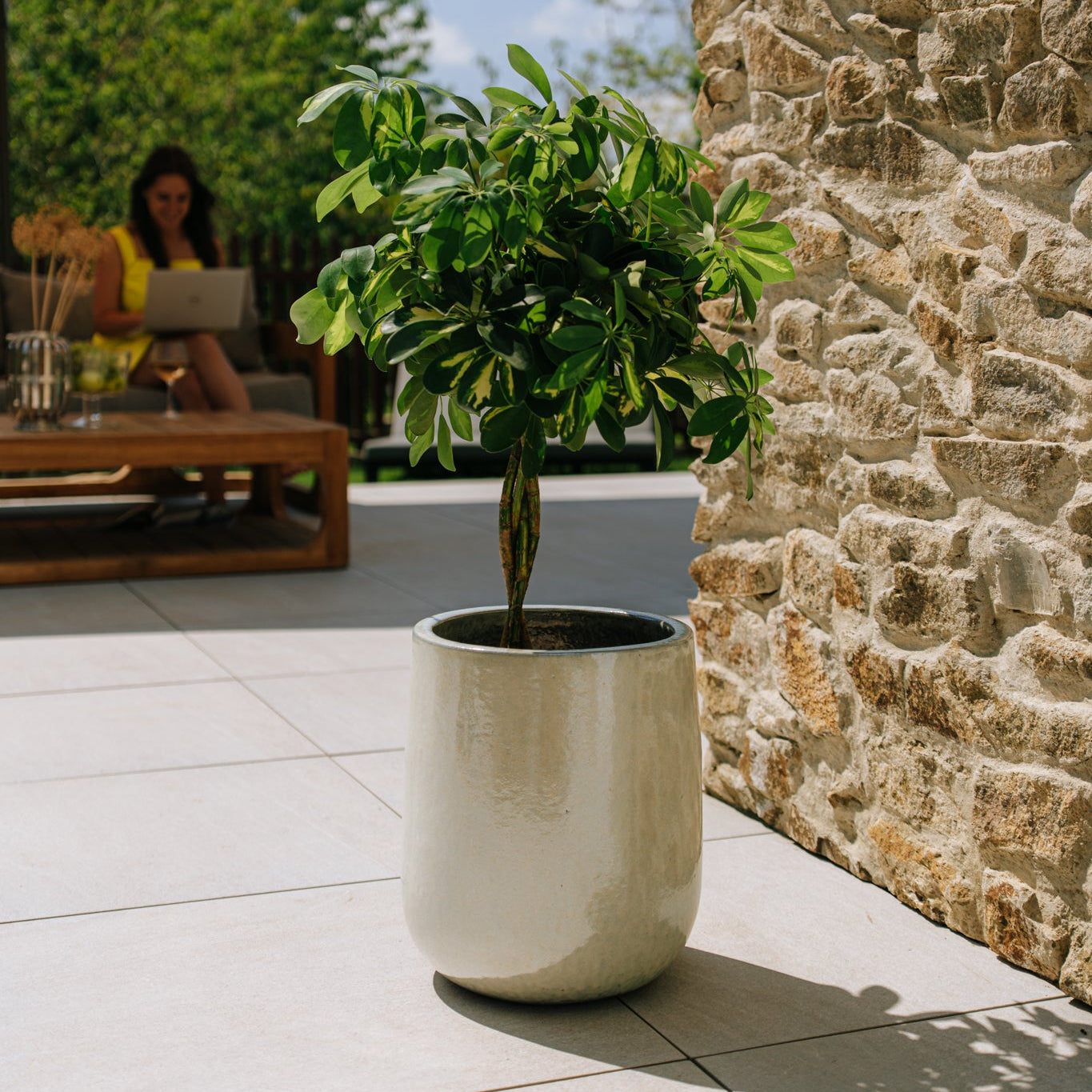 Keramický květináč Diane - Perlová