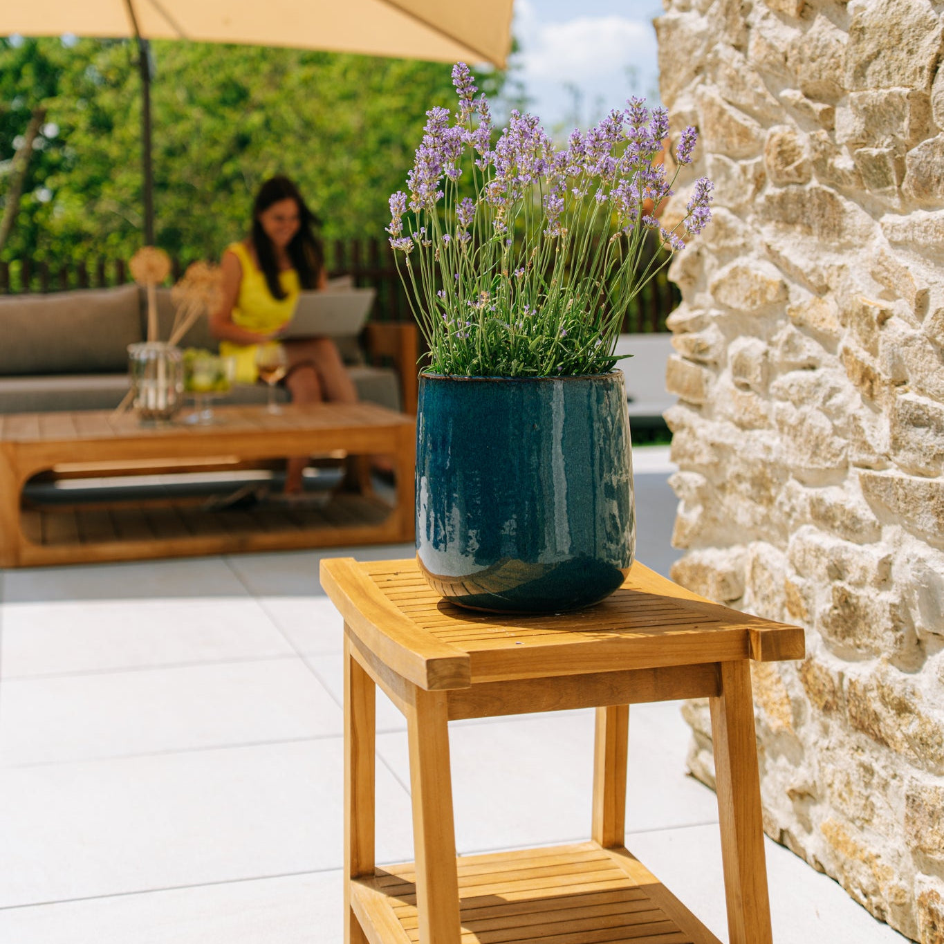 Keramický květináč Diane - Azurově modrá