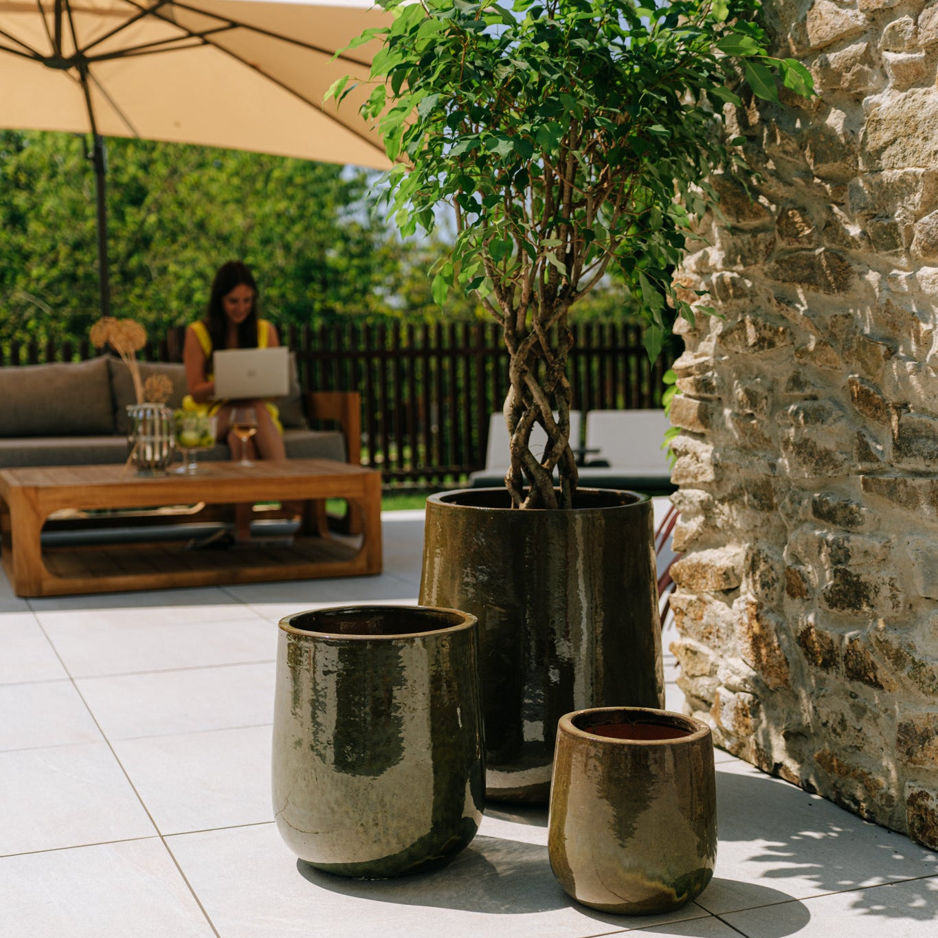 Keramický květináč Diane - Tropicky zelená