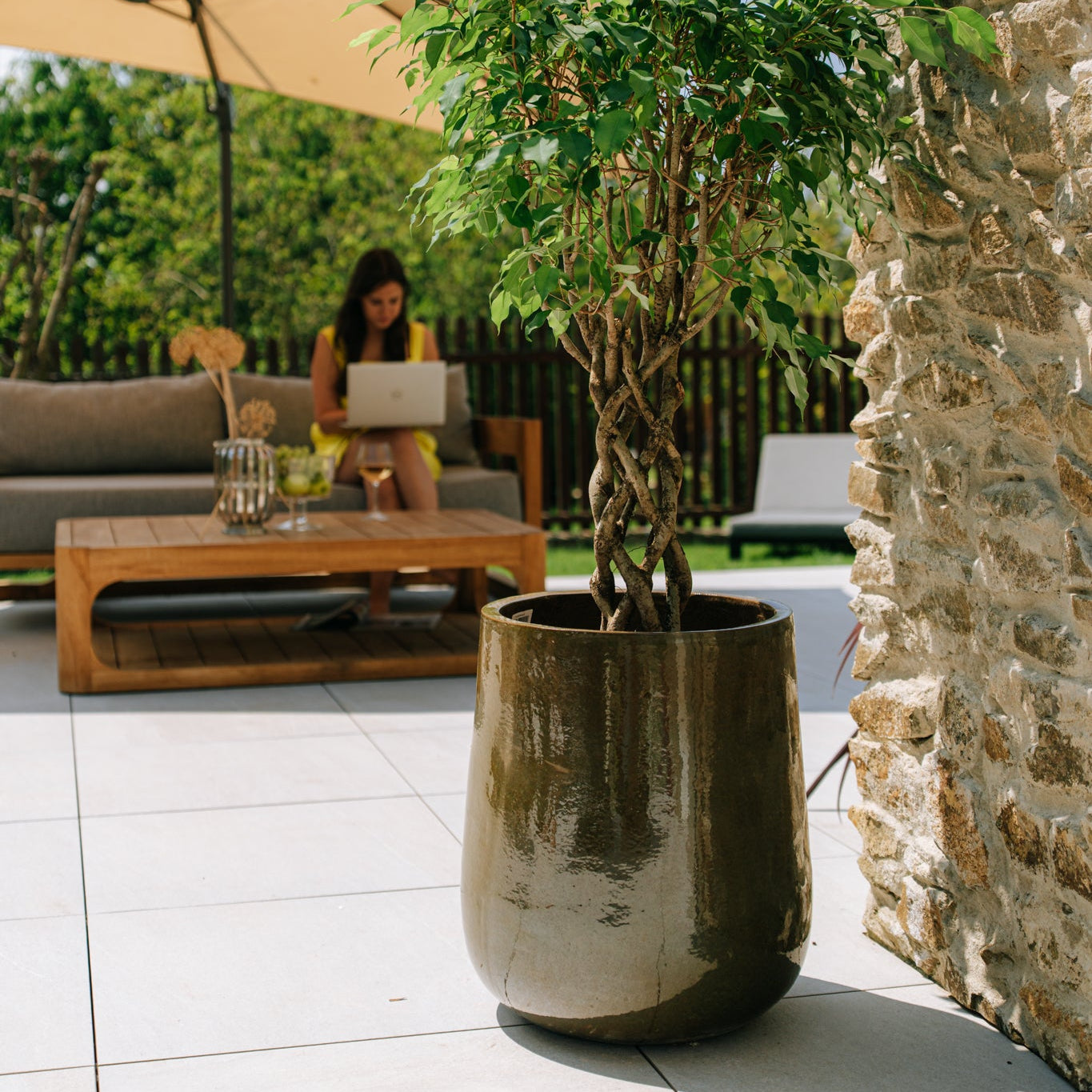 Keramický květináč Diane - Tropicky zelená