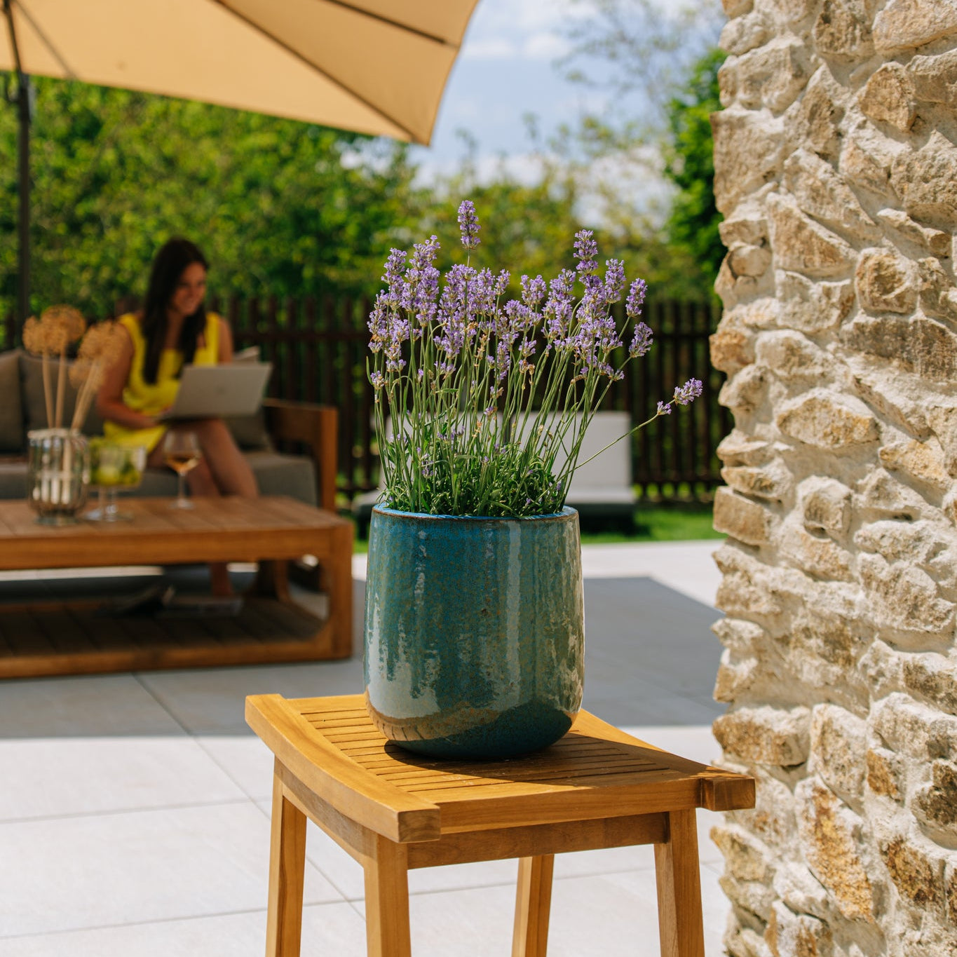 Keramický květináč Diane - Ocelově modrá