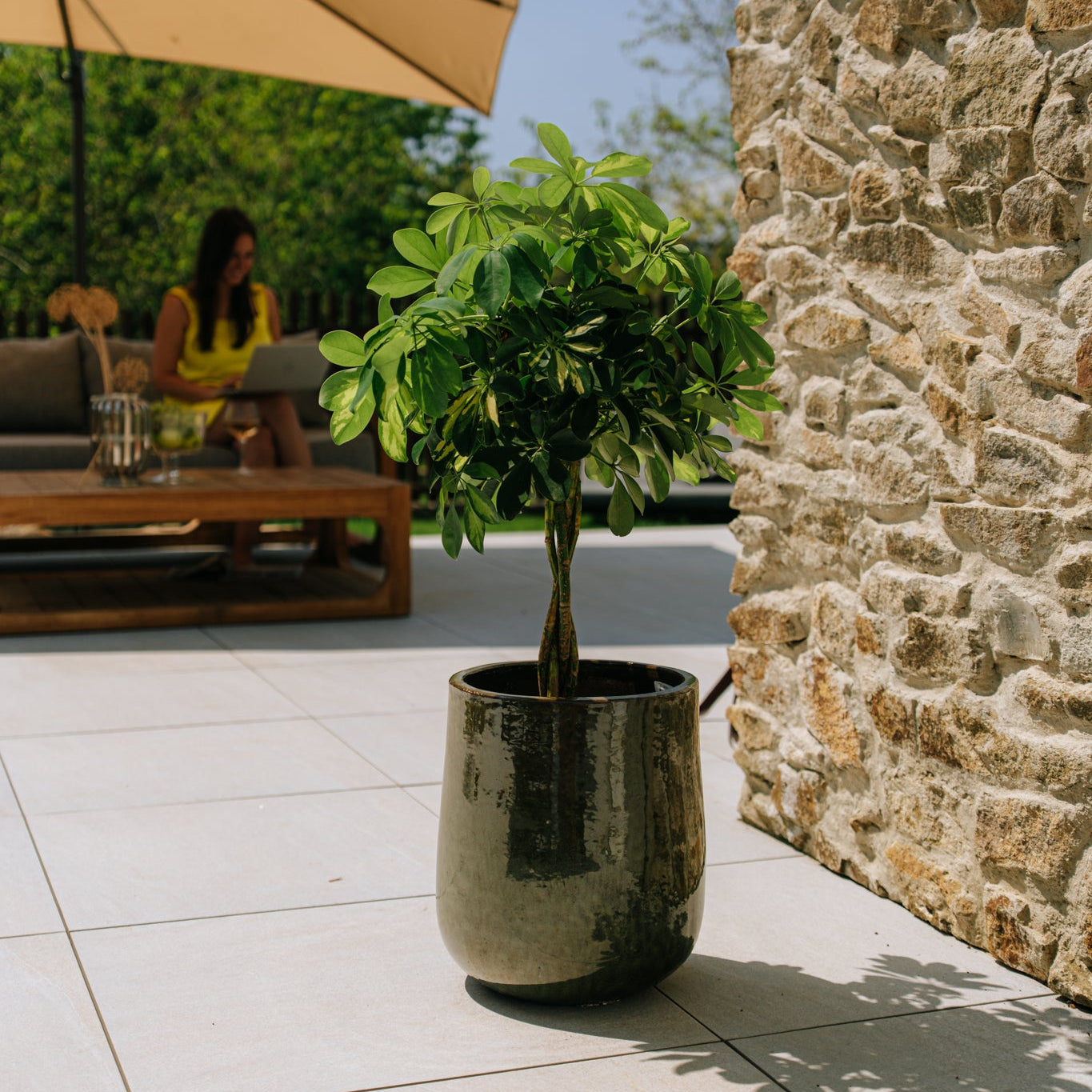 Keramický květináč Diane - Tropicky zelená