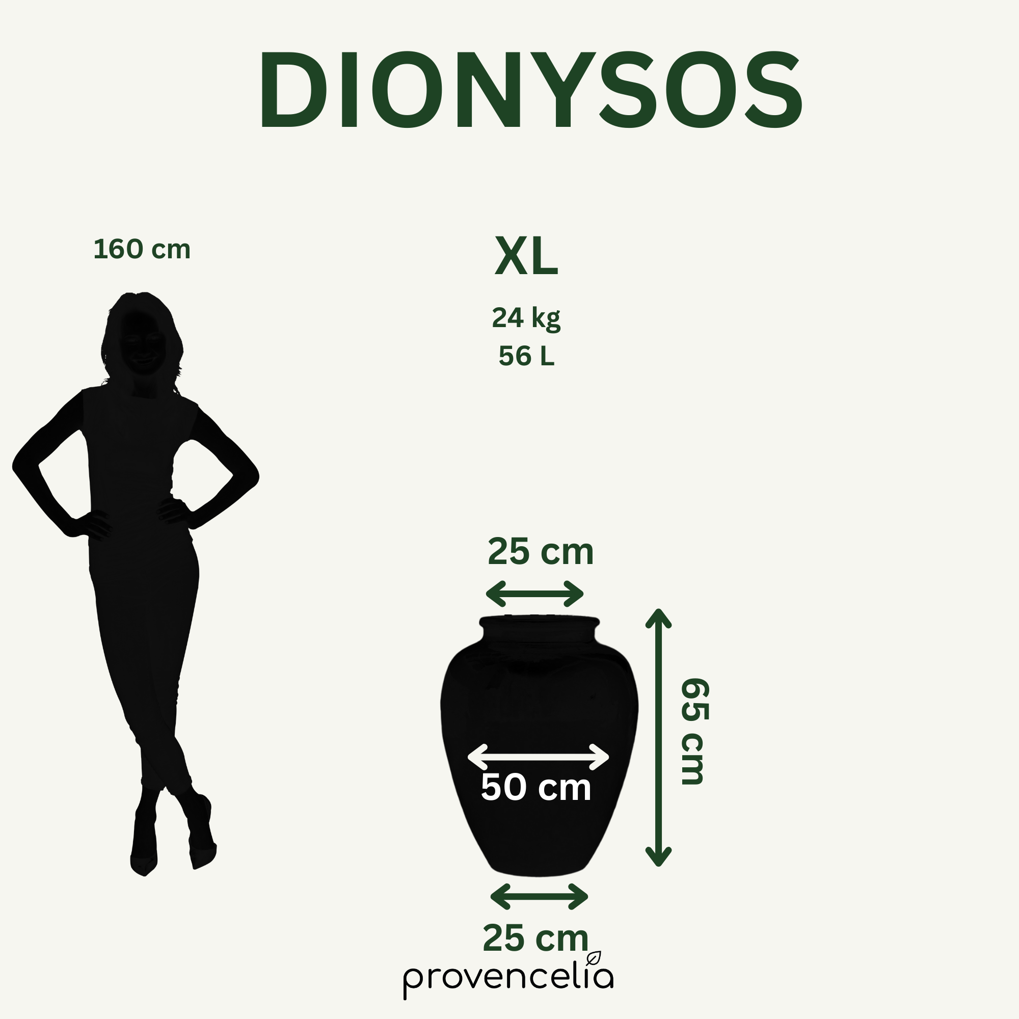 Srovnání velikostí keramického květináče DIONYSOS Tropicky červená – velikosti S až XXL
