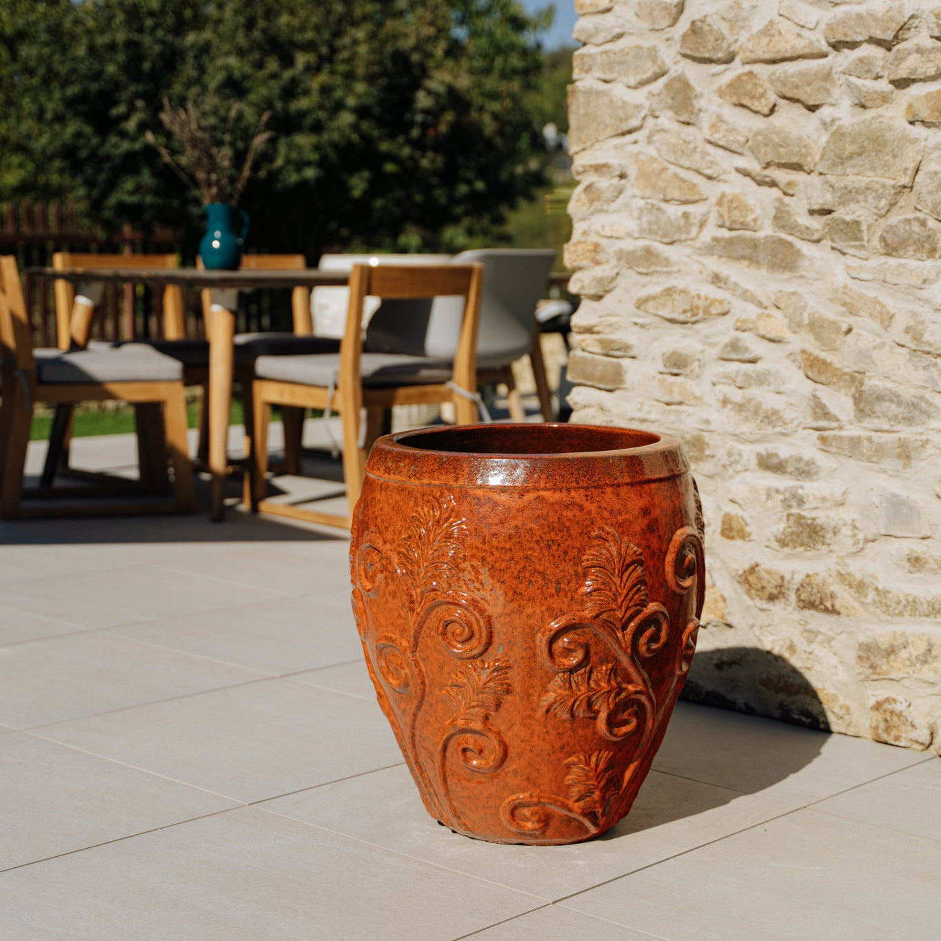 Keramický květináč Gaia - Podzimní Oranžová - Provencelia.cz