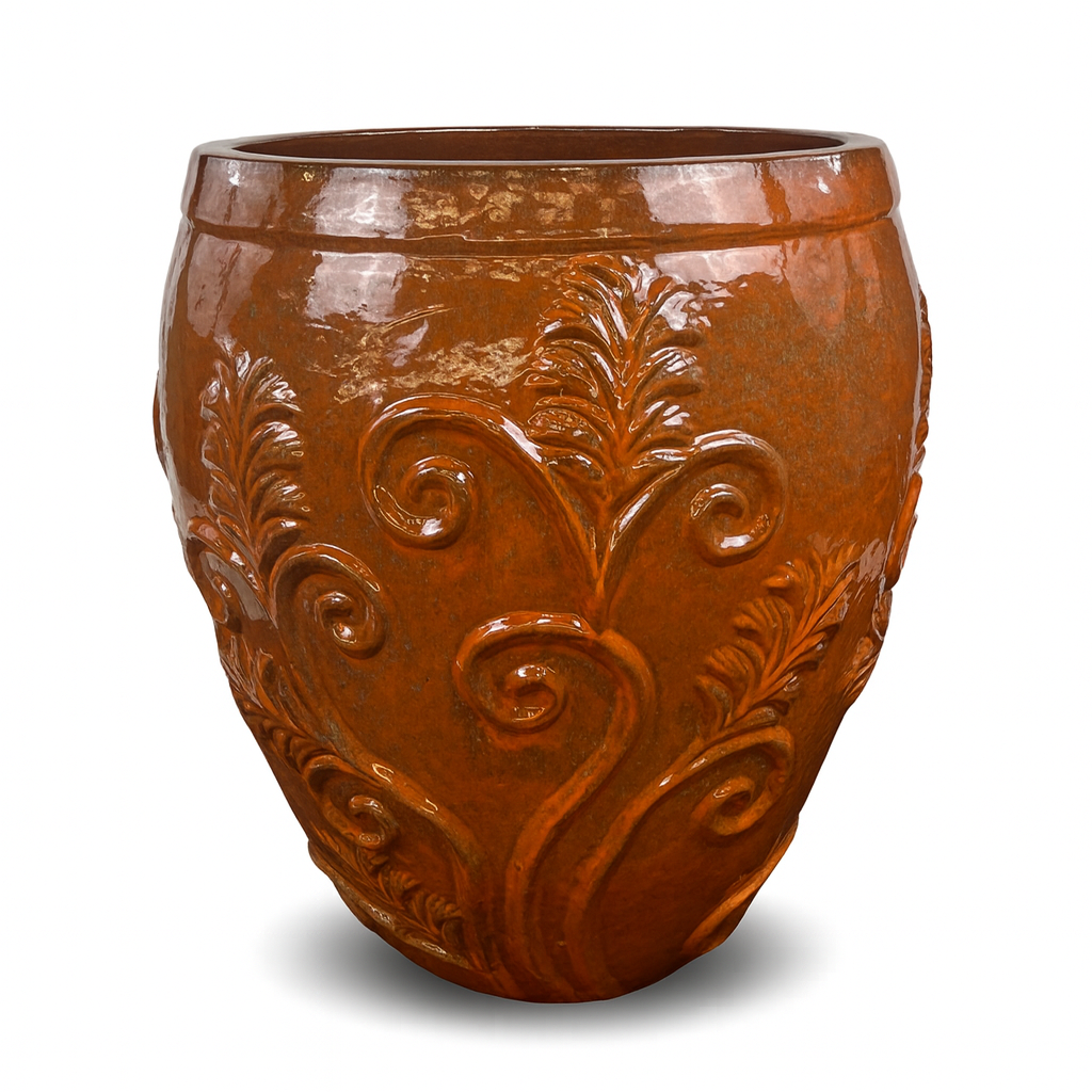 Keramický květináč Gaia - Podzimní Oranžová