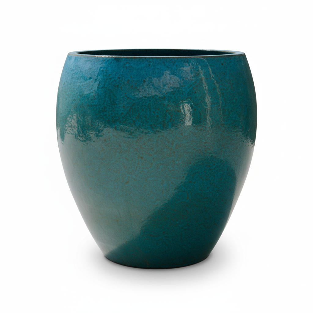 Keramický květináč LAFONTAINE ocelově modrá – Provencelia, ručně vyráběný, mrazuvzdorný