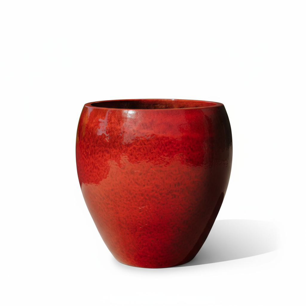 Keramický květináč LAFONTAINE tropická červená – Provencelia, ručně vyráběný, mrazuvzdorný