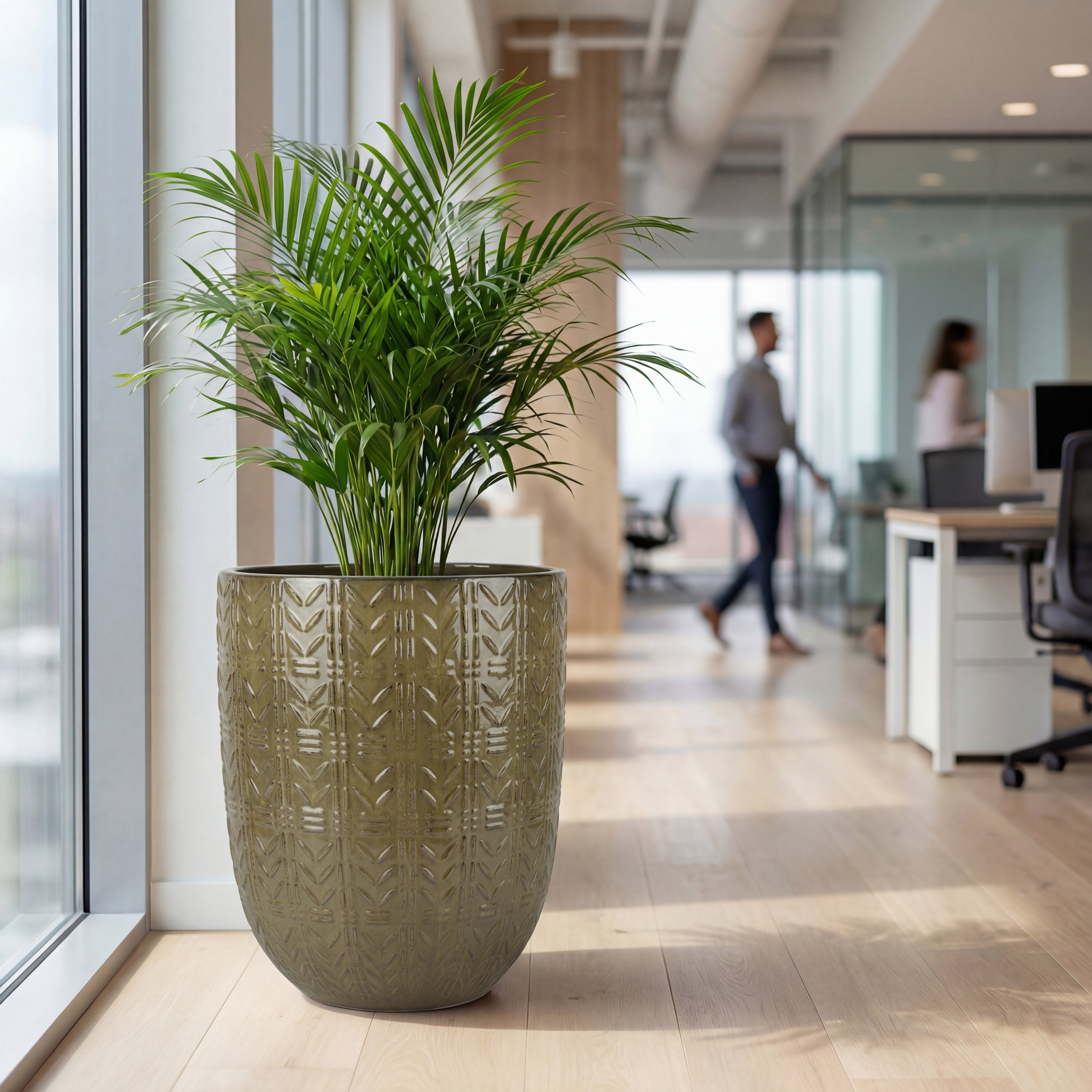 Keramicky květináč Mercure - Olivově zelená