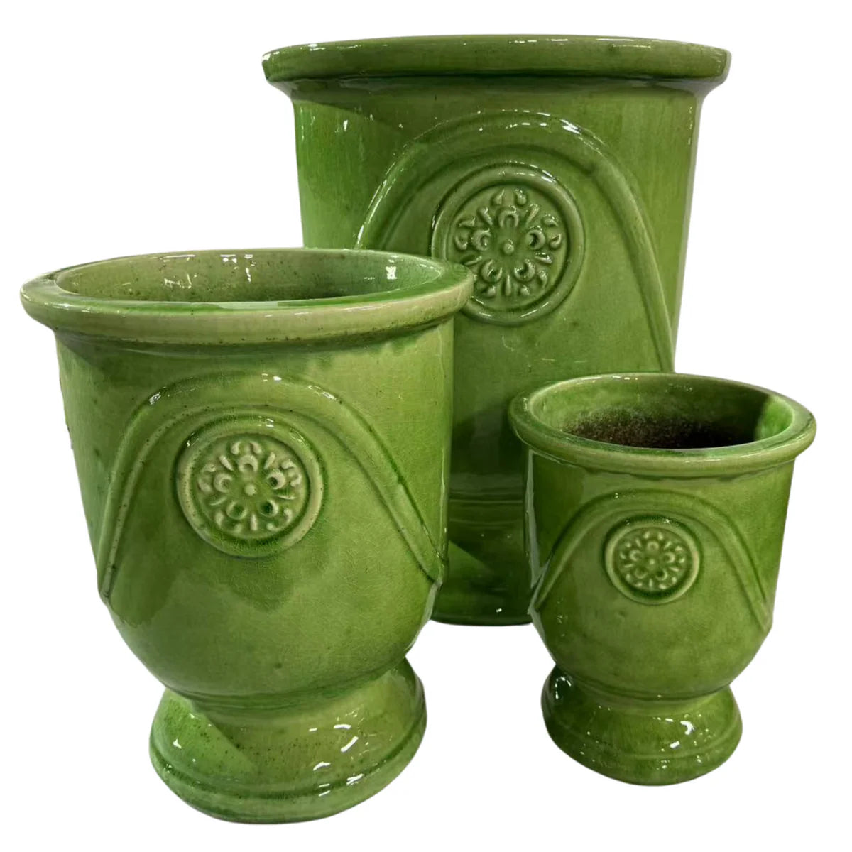 Keramický květináč Moliere Jablečně zelený – ručně vyráběný glazovaný květináč z terakoty