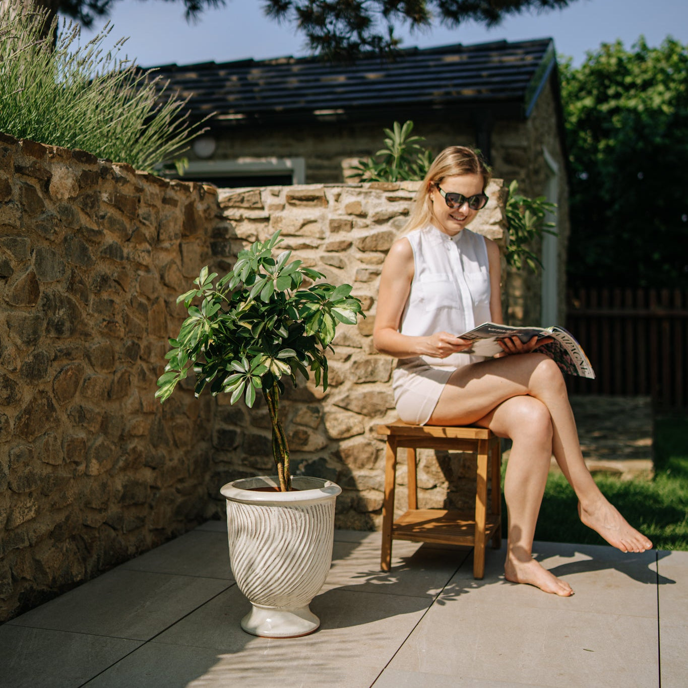 Keramický květináč Morgane - Krémový