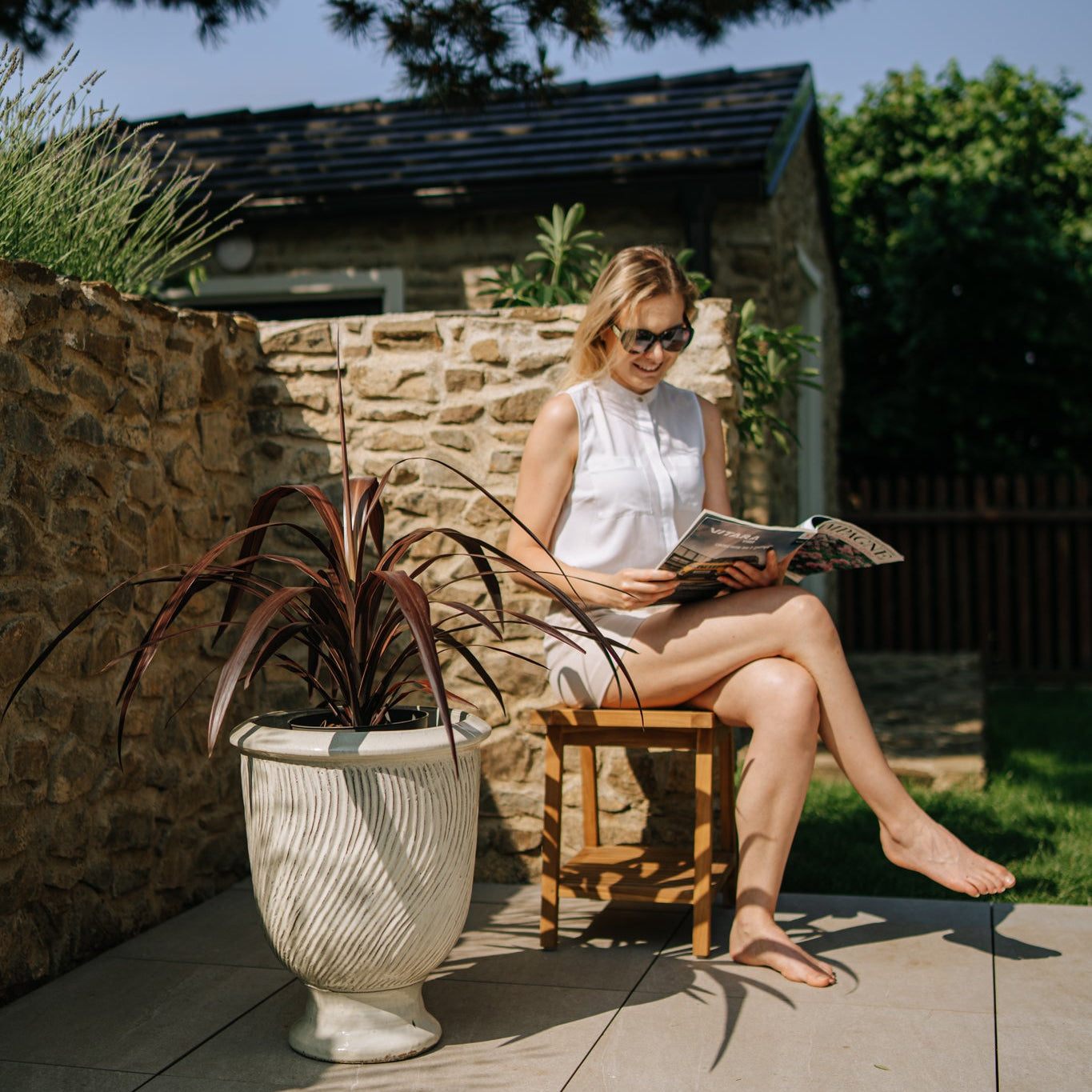 Keramický květináč Morgane - Krémový