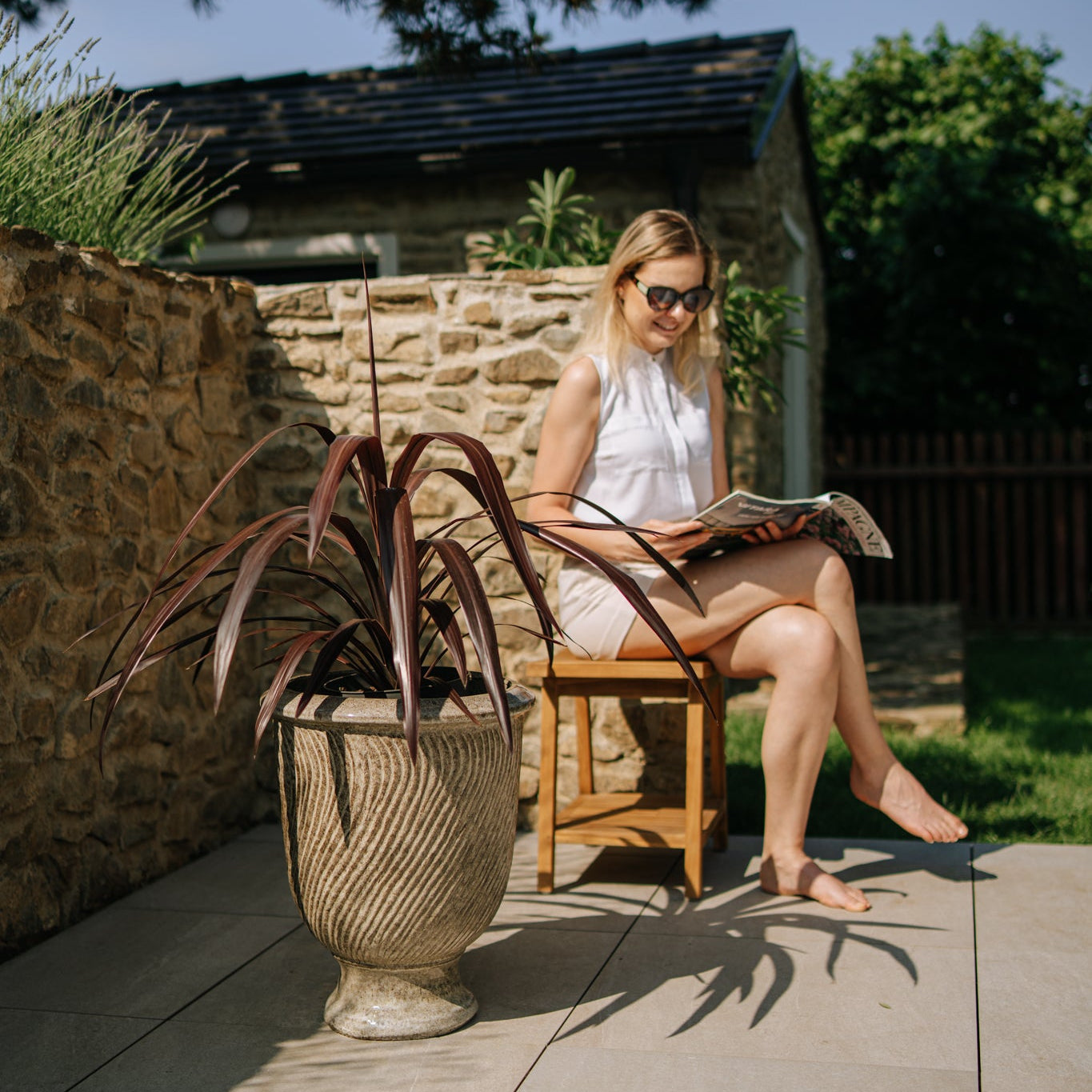 Keramický květináč Morgane - Tygrovaně bílý