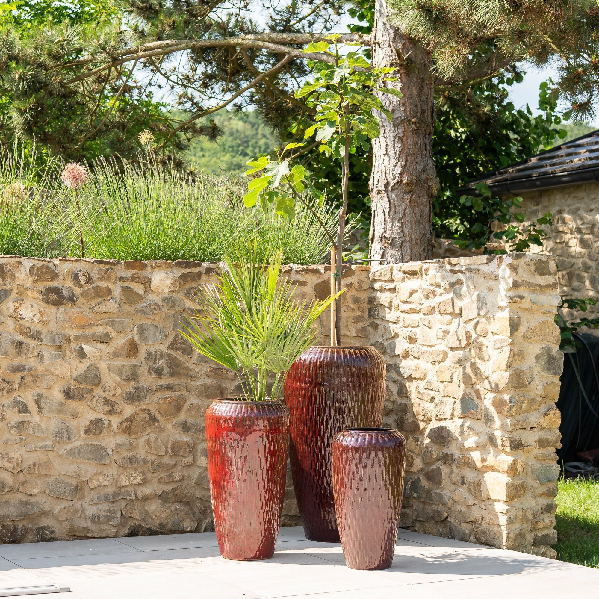 Keramický květináč Pompadour - Cihlově červený