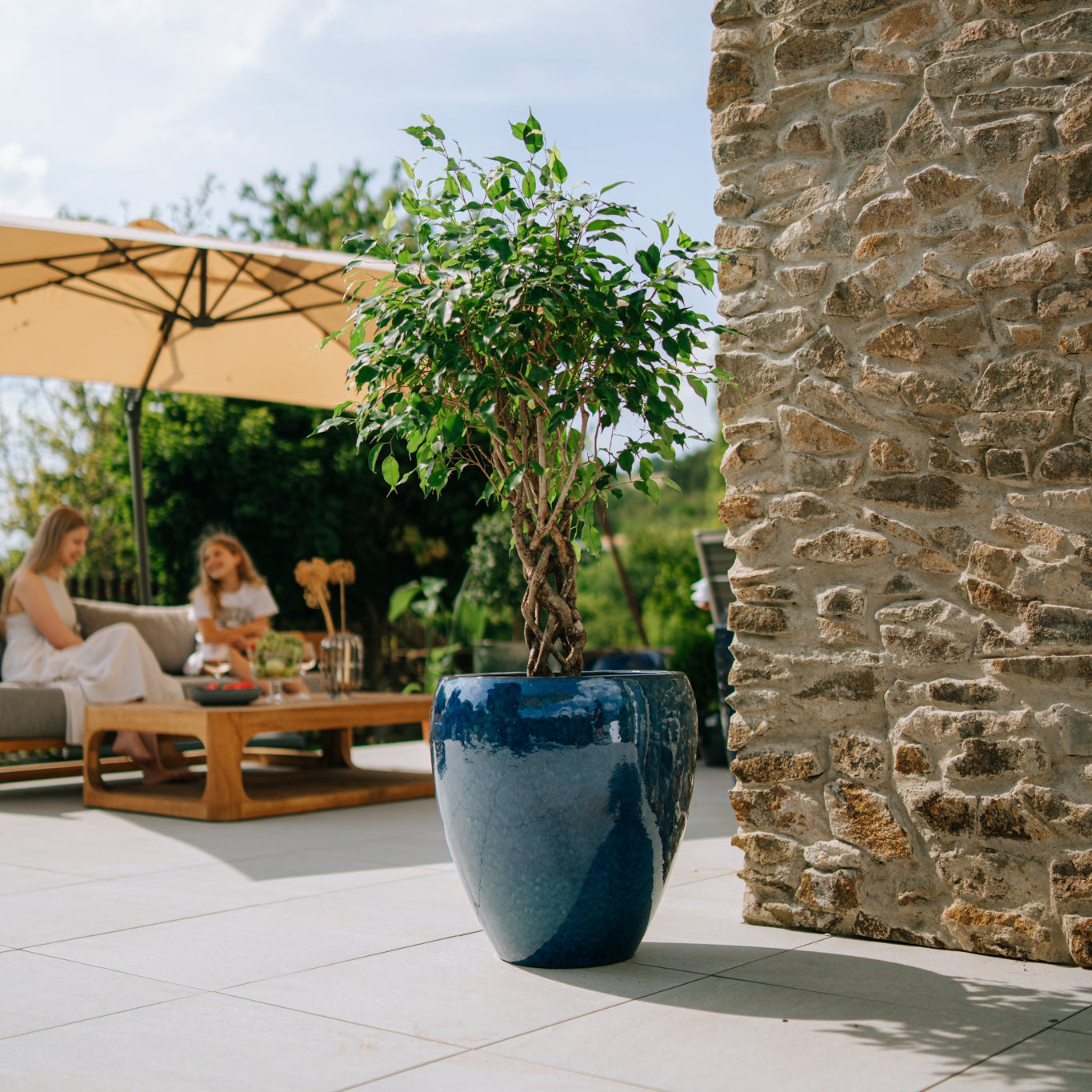 Keramický květináč LAFONTAINE - Mořsky modrá