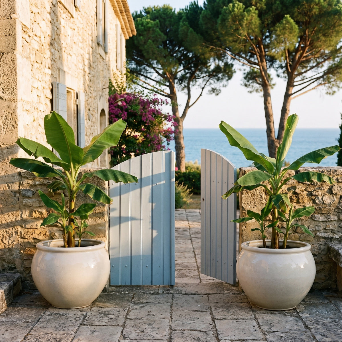 Provencelia LUTECE – glazed ceramic outdoor planter, Cream, XL 53 × 43 cm