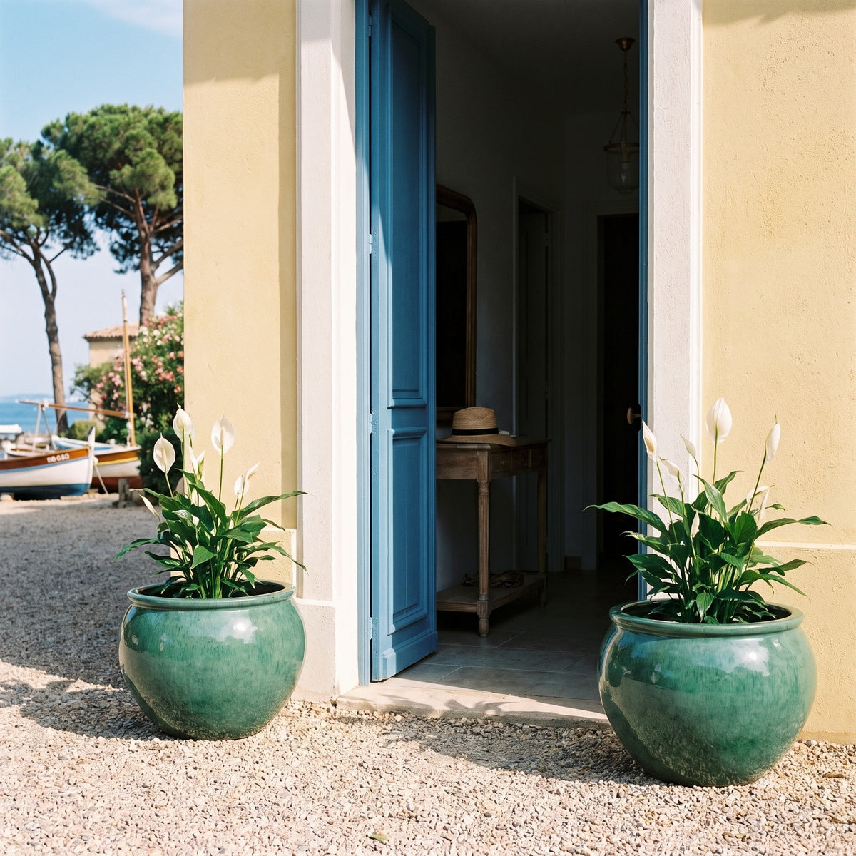 Provencelia LUTECE – glazed ceramic outdoor planter, Jade, XL 53 × 43 cm
