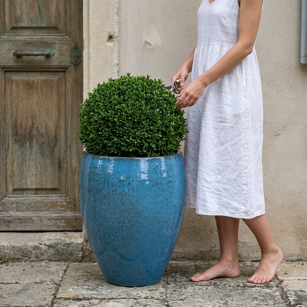 Keramický květináč Poseidon - Ocelově modrá