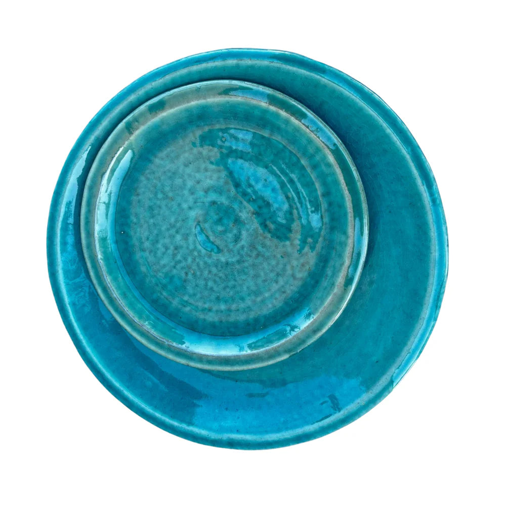 Podmiska pod květináč - Tyrkysová se vzorem