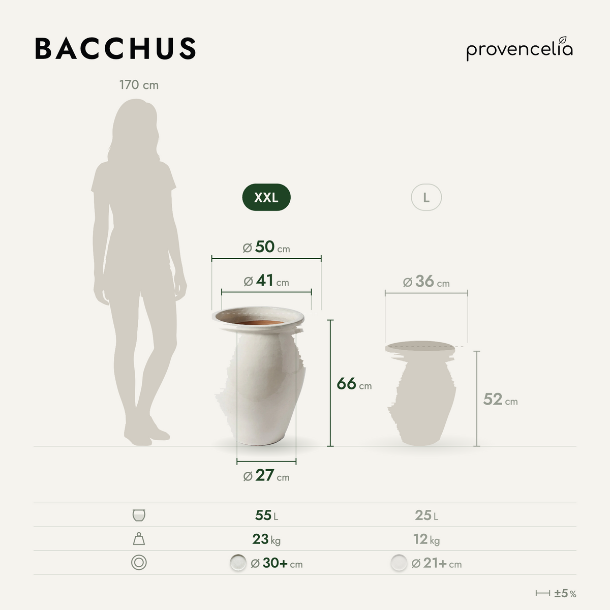BACCHUS XXL – rozměry