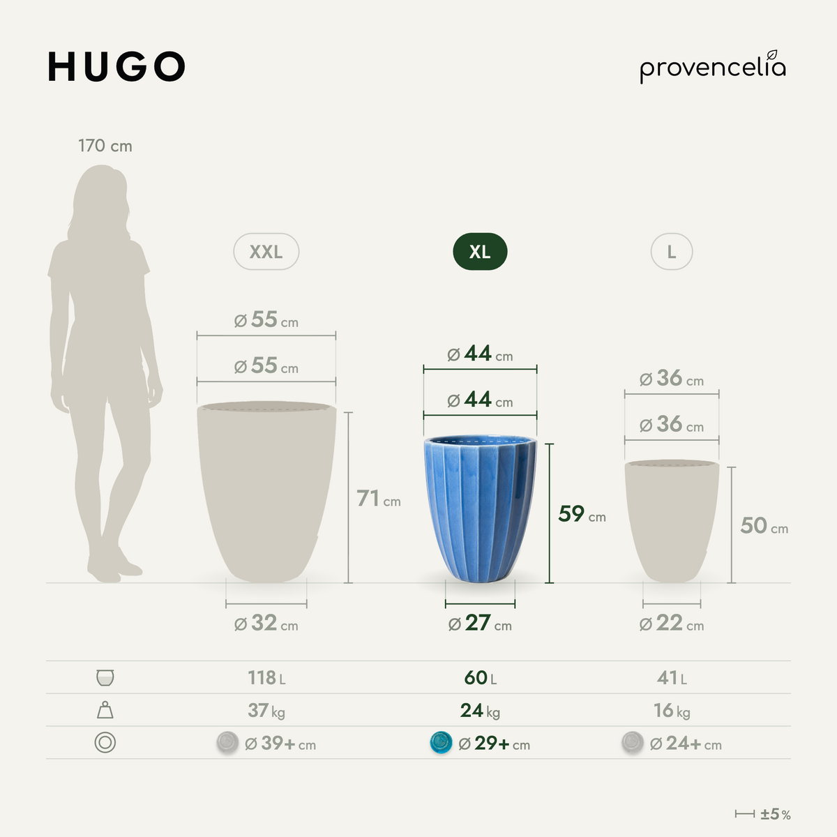 HUGO XL – rozměry