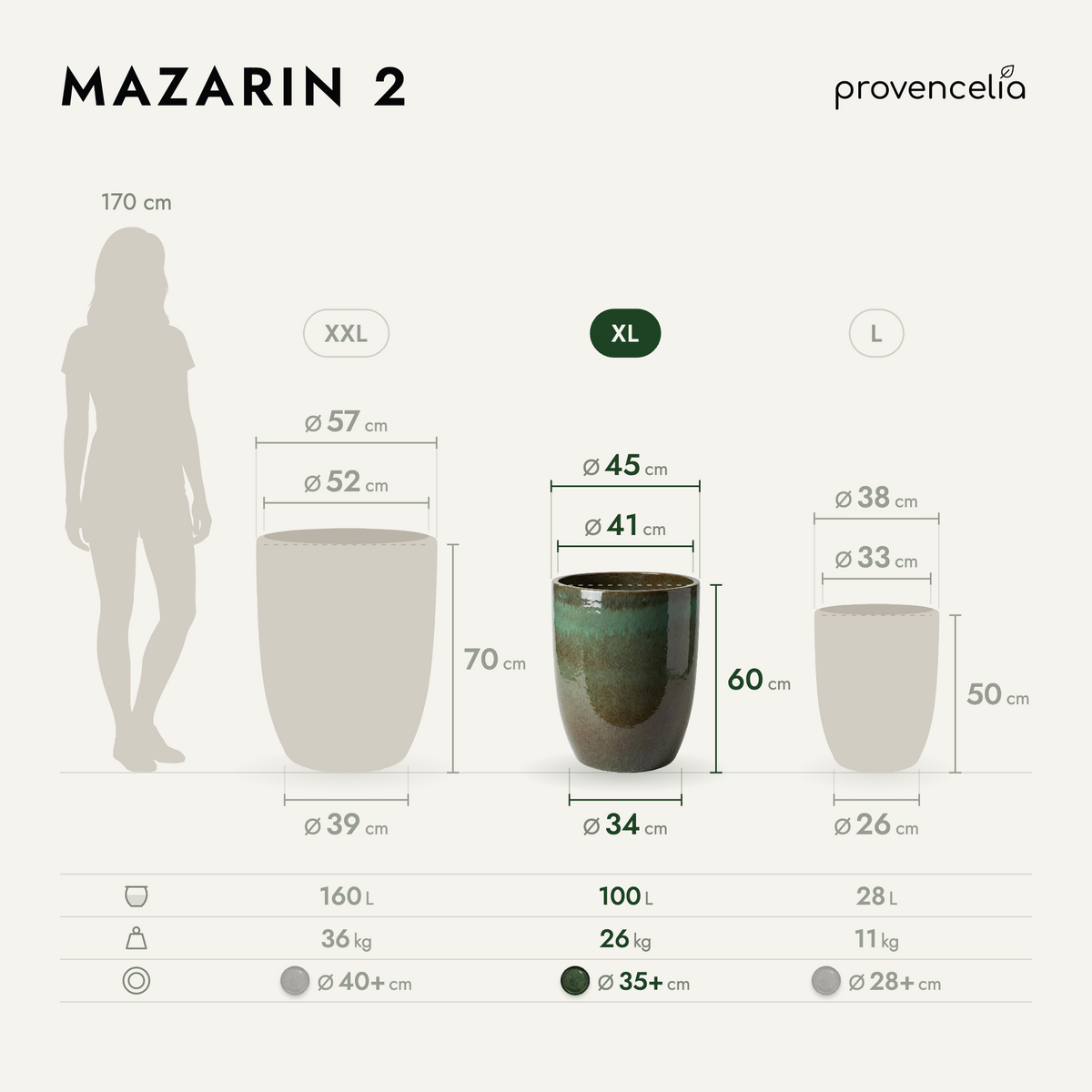 MAZARIN 2 XL – rozměry