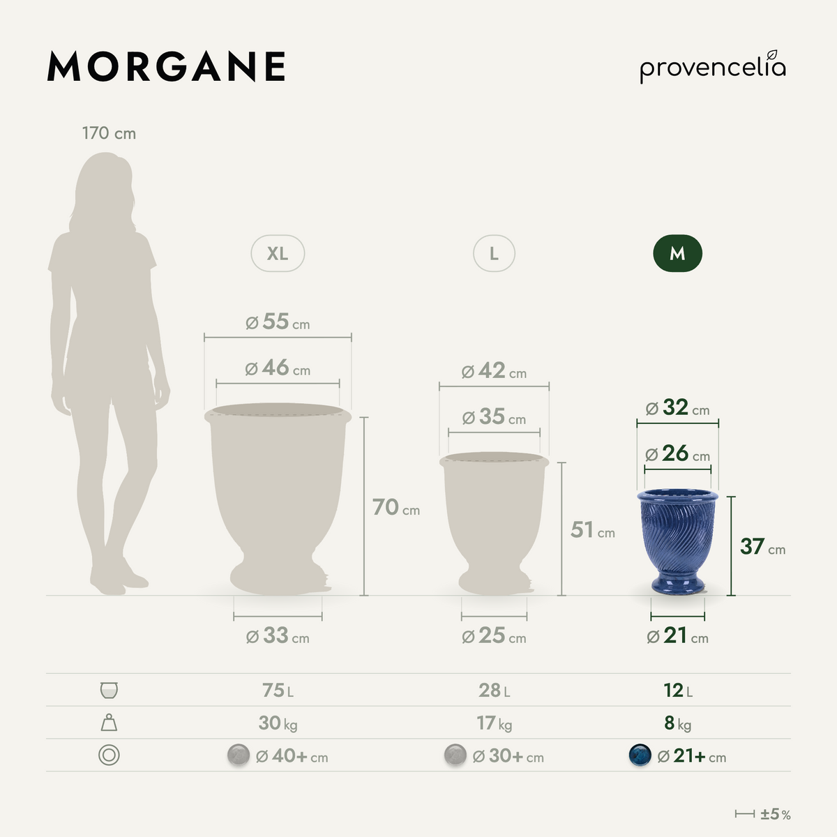 MORGANE M – rozměry