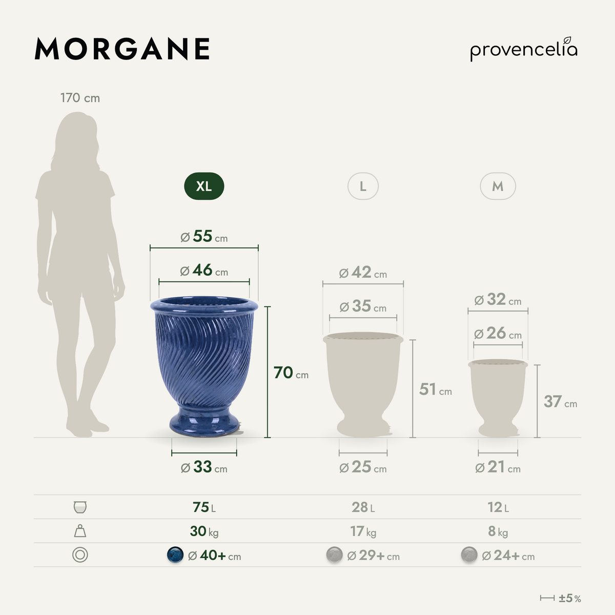 MORGANE XL – rozměry