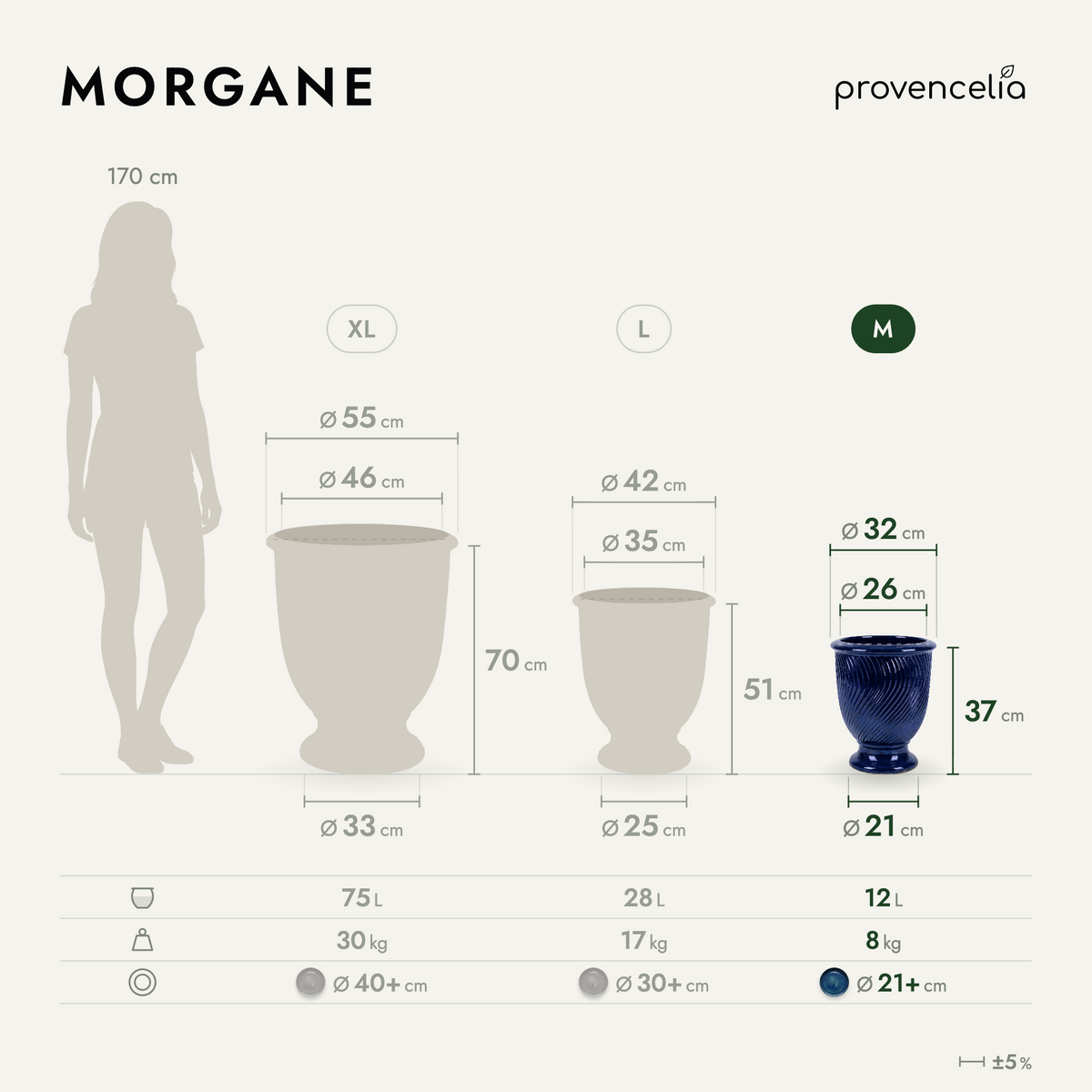 MORGANE M – rozměry