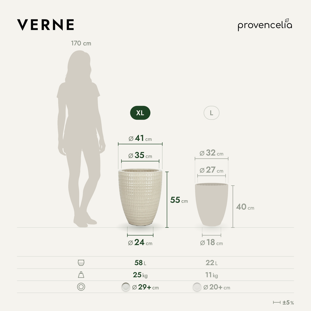 VERNE XL – rozměry