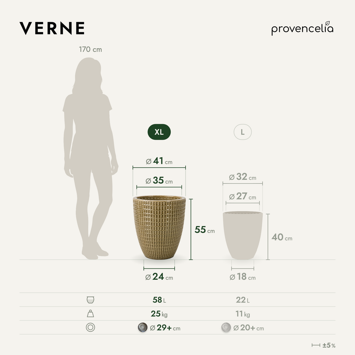 VERNE XL – rozměry