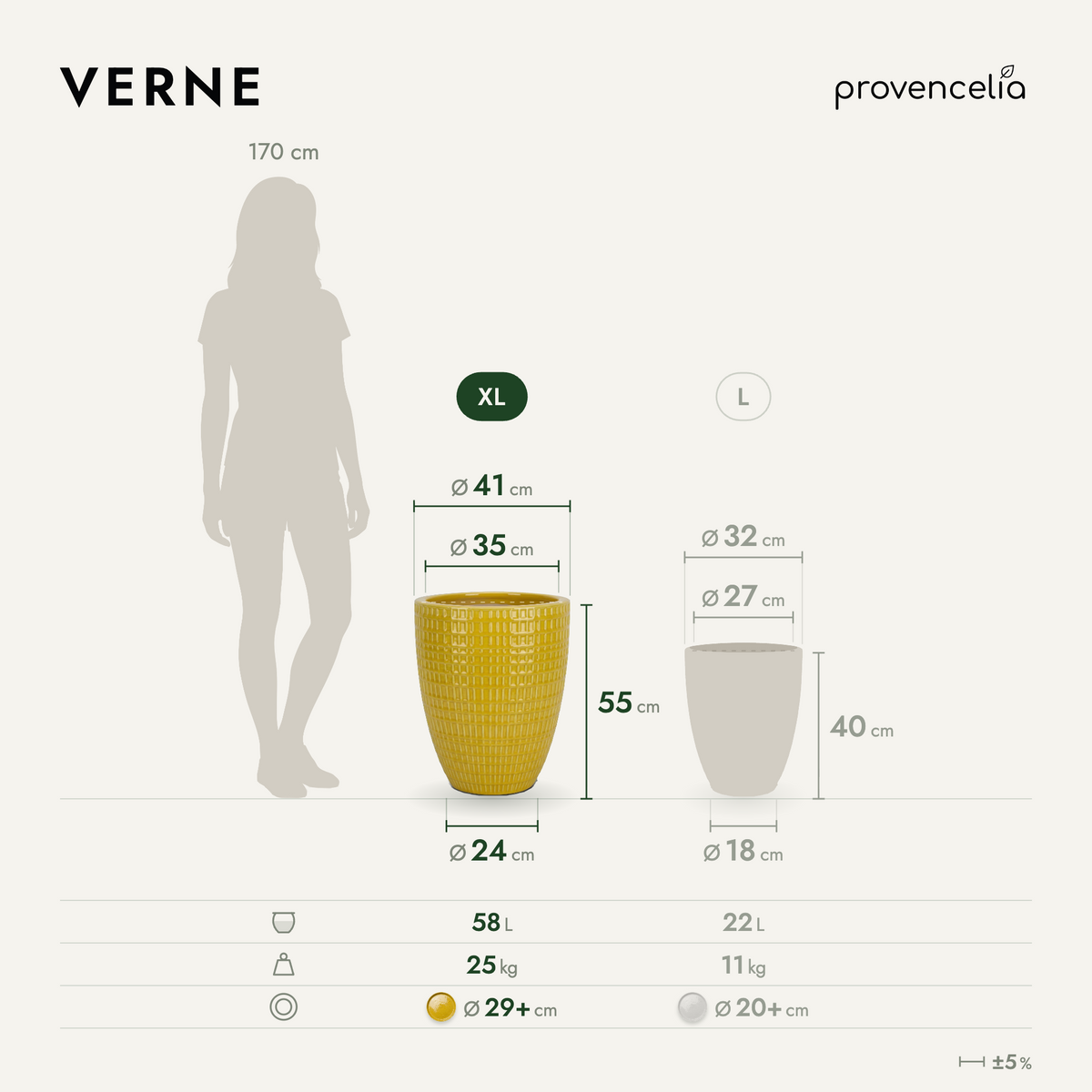 VERNE XL – rozměry