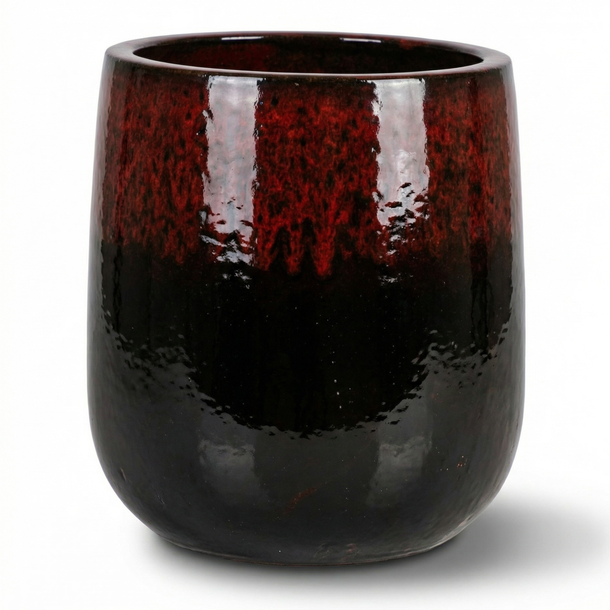 Keramický květináč DIANE Červeno černá – Provencelia, ručně vyráběný, mrazuvzdorný