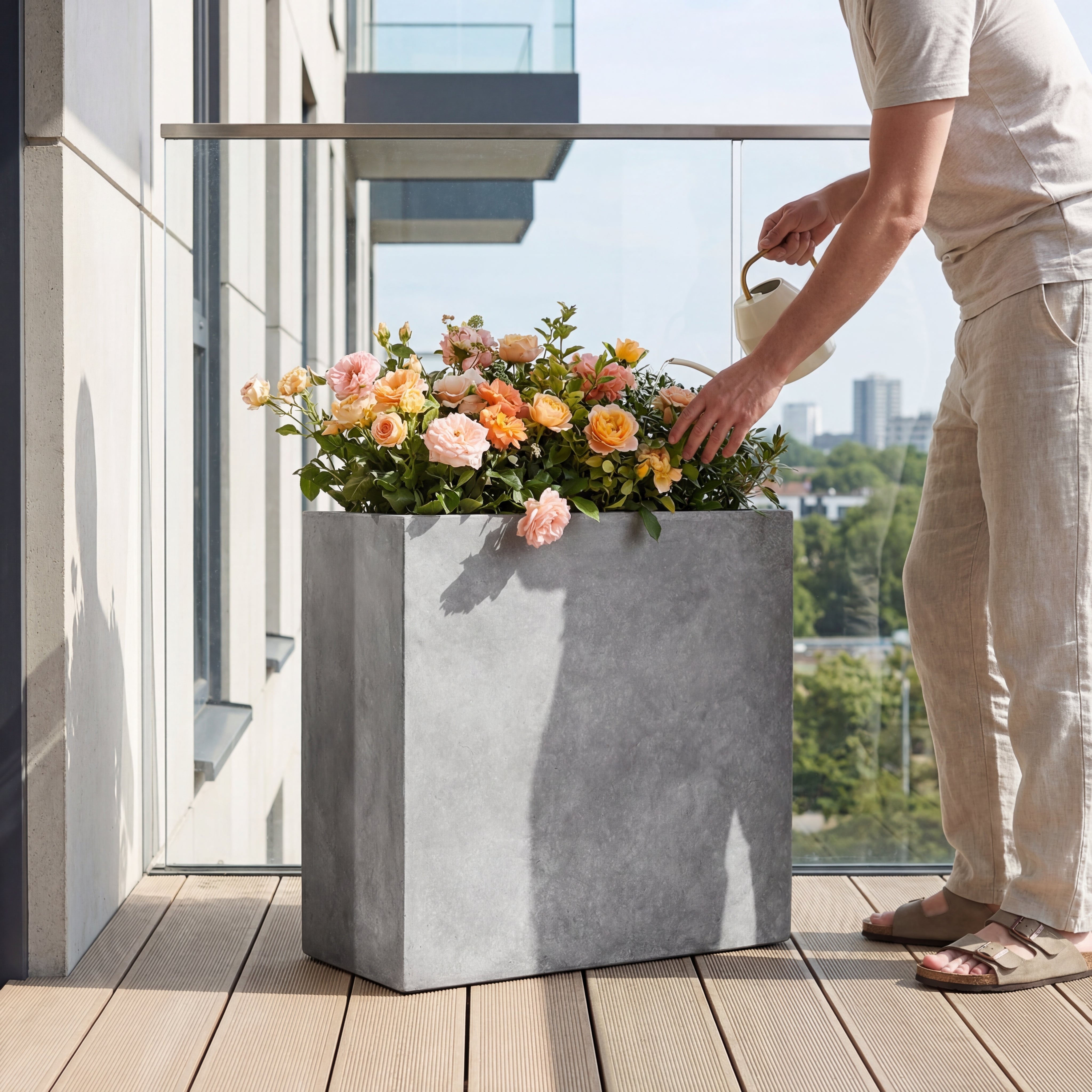 Betonový květináč Horizon světle šedý 99×46×46 cm – mrazuvzdorný, do exteriéru