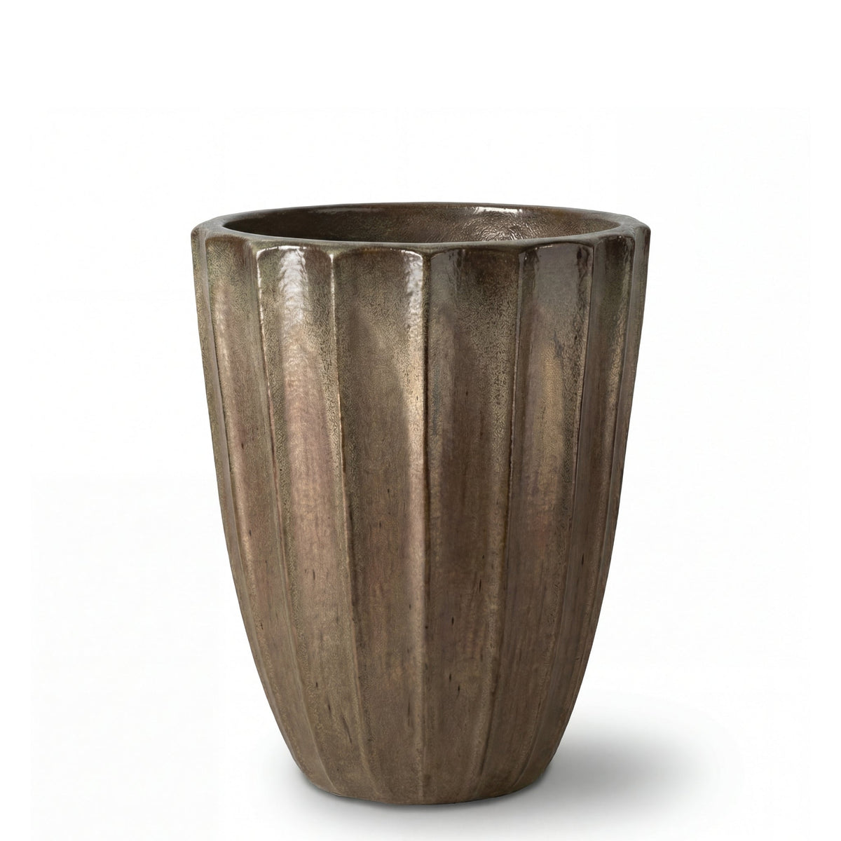 Keramický květináč Hugo – Pískovaný bronz, M: 30 x 39 cm