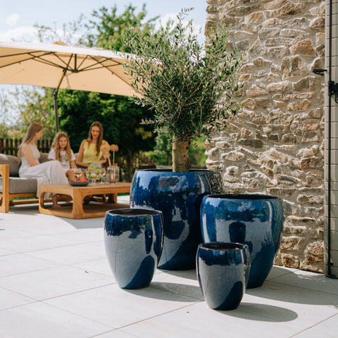 Keramický květináč LAFONTAINE - Azurově modrá