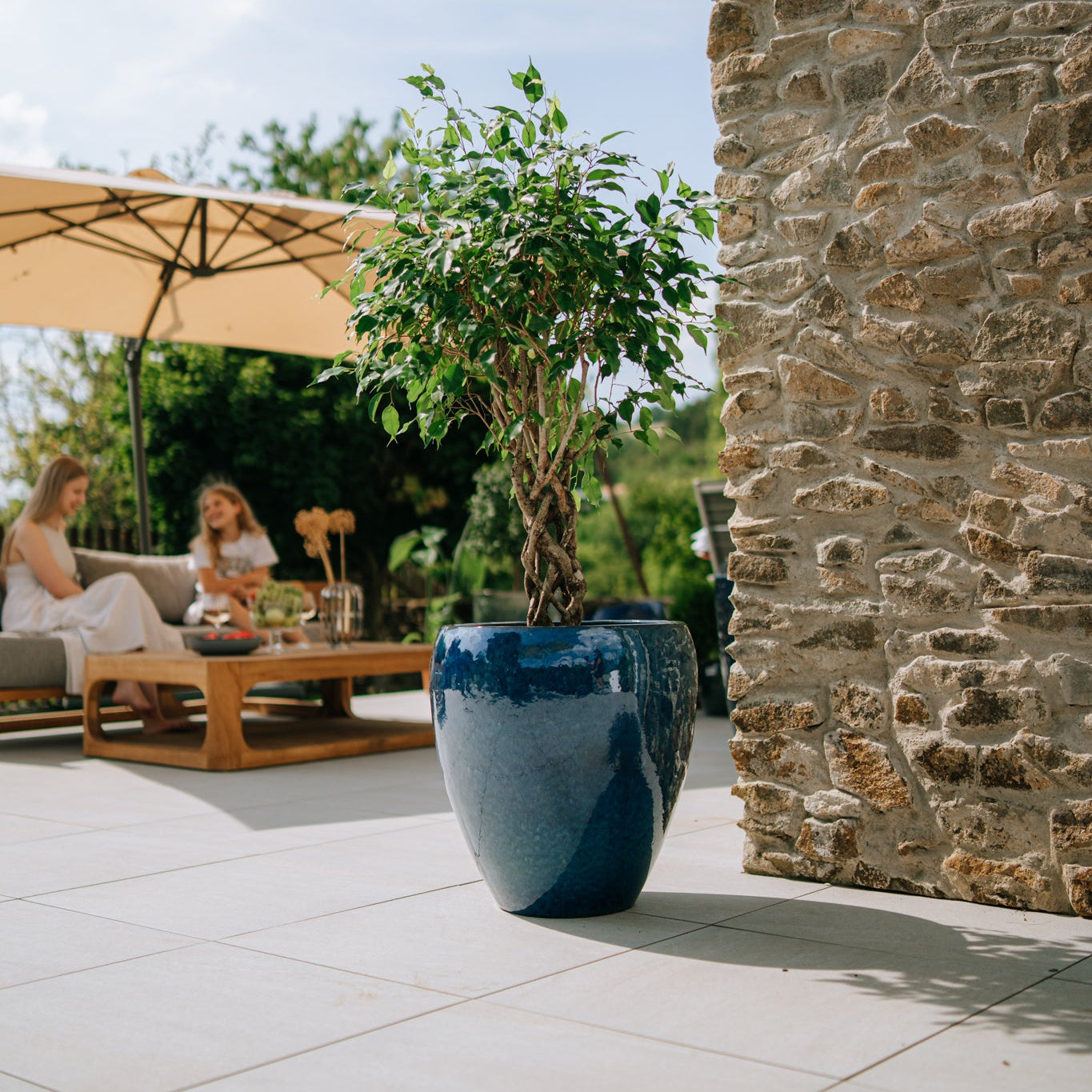 Keramický květináč LAFONTAINE - Azurově modrá