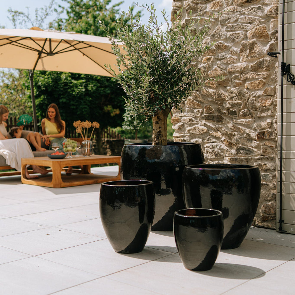 Keramický květináč LAFONTAINE - Černá - L (39 x 42 cm)