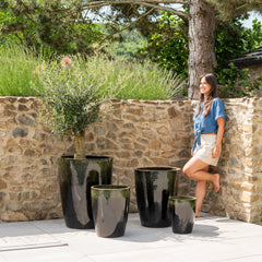 Keramicky květináč Mazarin - Černo zelený